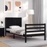 DCRAF Bedden en accessoires, bedframe en bedframe, bedframe met hoofdeinde zwart, 90x200 cm, massief hout