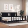 TEKEET Bedden en accessoires, bedframe en bedframe, bedframe met hoofdeinde zwart, 200x200 cm, massief hout