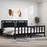 RAUGAJ Bedden en accessoires, bedframe en bedframe, bedframe met hoofdeinde zwart, 200x200 cm, massief hout