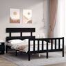 DCRAF Bedden en accessoires, bedframe en bedframe, bedframe met hoofdeinde zwart, 140x200 cm, massief hout