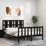 TEKEET Bedden en accessoires, bedframe en bedframe, bedframe met hoofdeinde zwart, 140x190 cm, massief hout