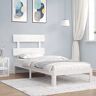 TEKEET Bedden en accessoires, bedframe en bedframe, bedframe met hoofdeinde wit, 90x200 cm, massief hout