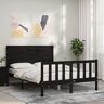 TEKEET Bedden en accessoires, bedframe en bedframe, bedframe met hoofdeinde zwart, 120x200 cm, massief hout