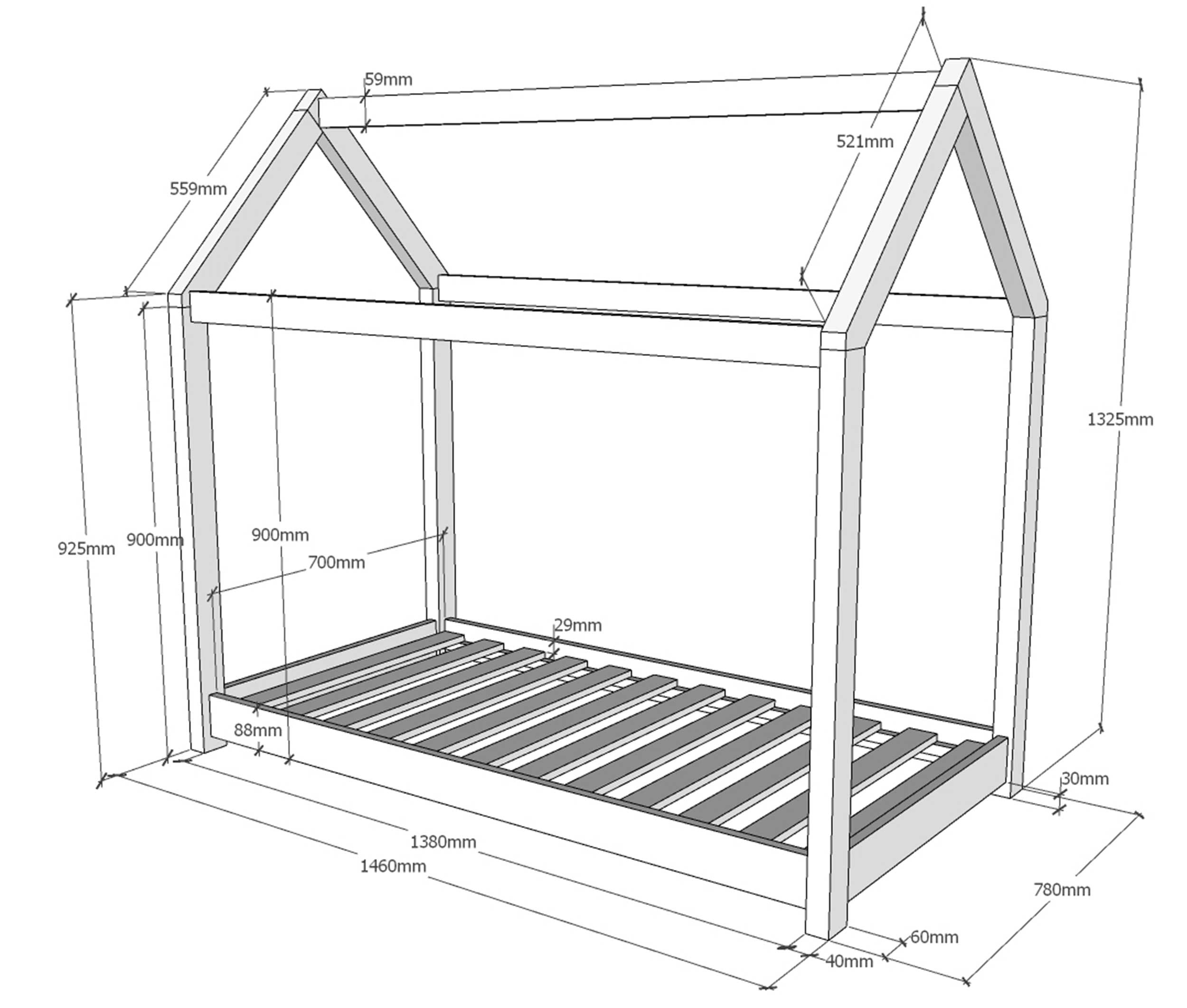 Vipack Huisbed Home 70x140 - naturel