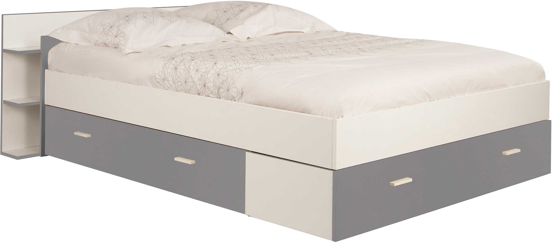 Gami Bed met opbergruimte Eveline 140x190 - wit/grijs