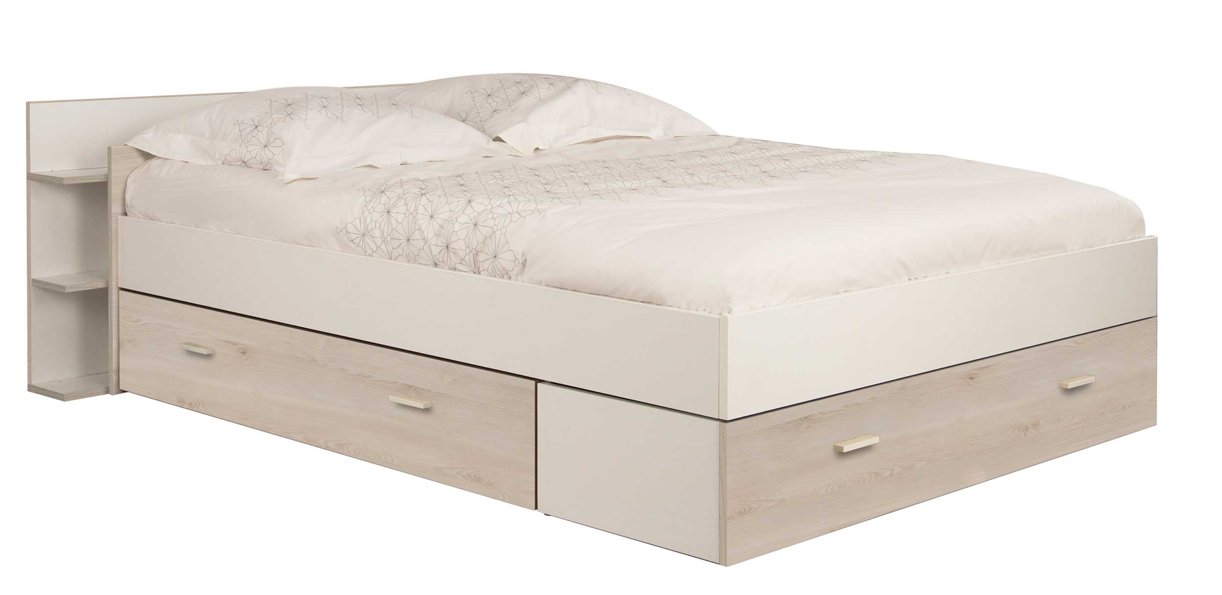 Gami Bed met opbergruimte Eveline 140x190 - wit/gekalkte den