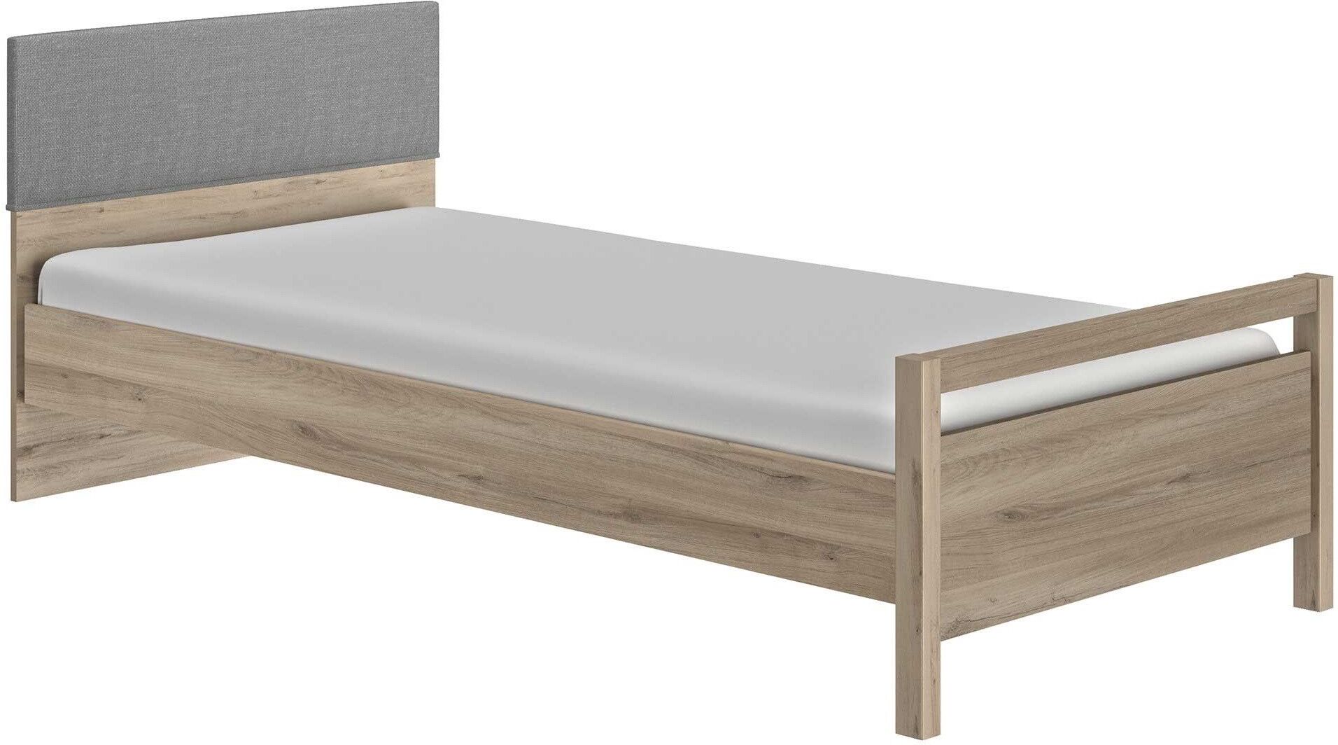 Gami Bed Eliana met stoffen hoofdbord 90x190 - naturel lichte eik