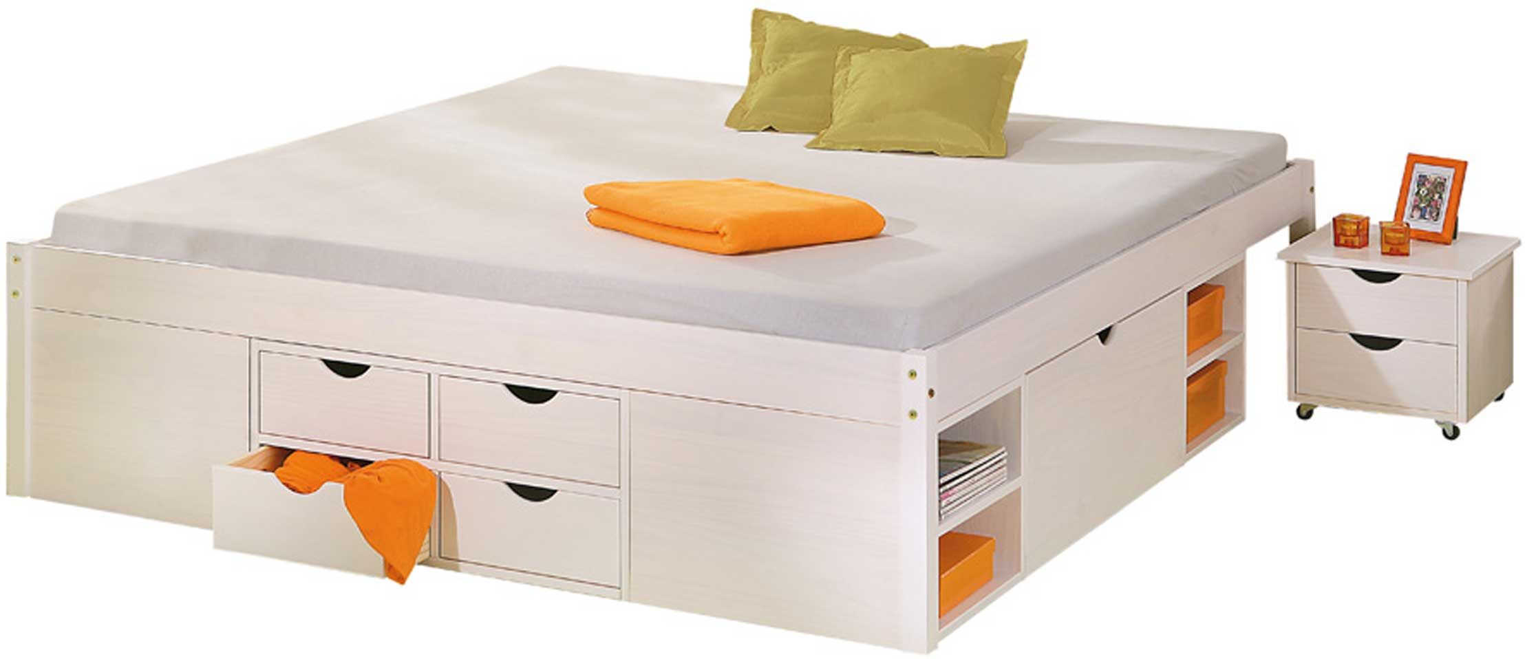 Interlink Bed Xavier 140x190cm - white wash