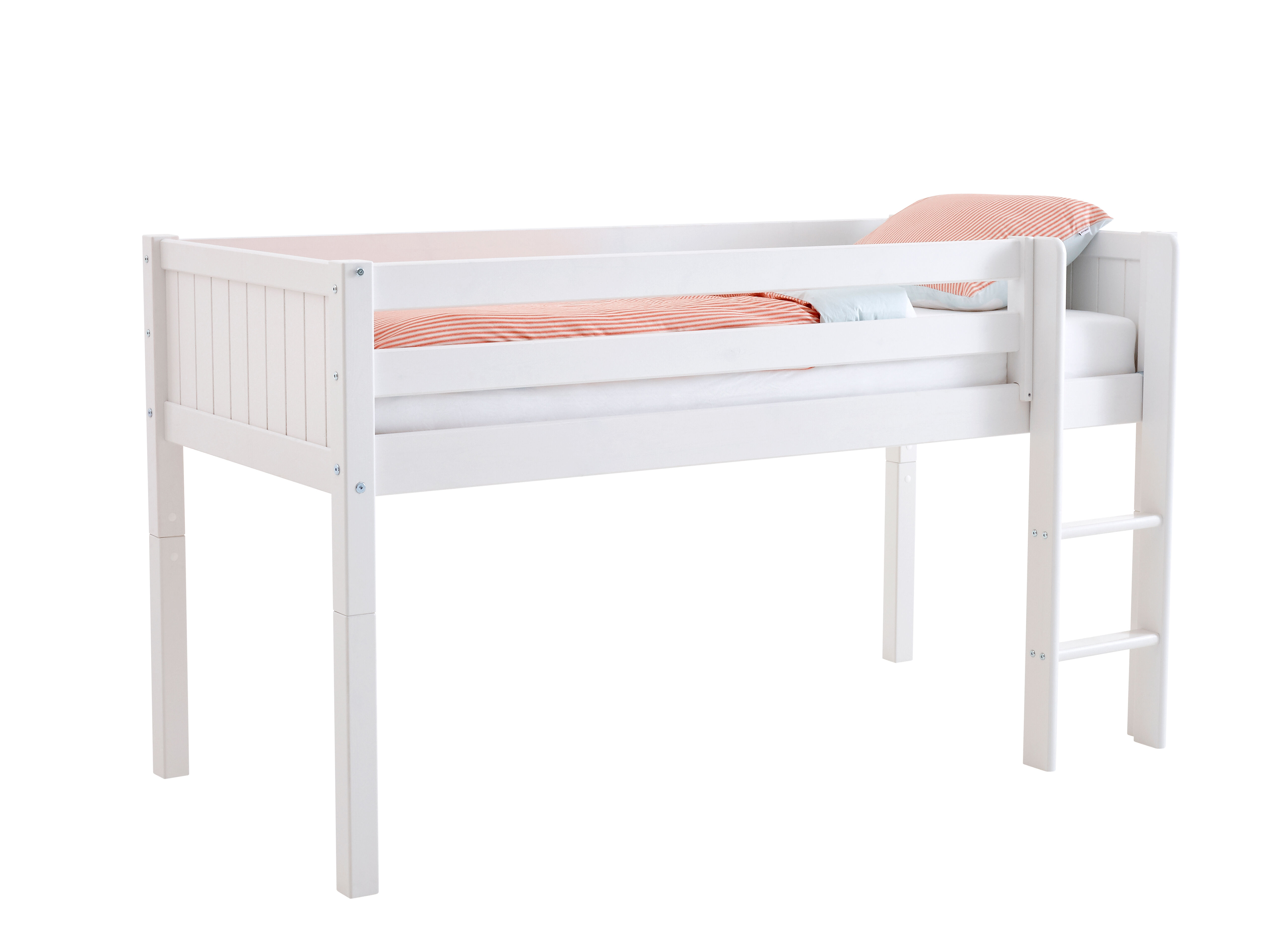 Flexa Basic Nordic barneseng halvhøy seng 90x200 cm, med spor, hvit.