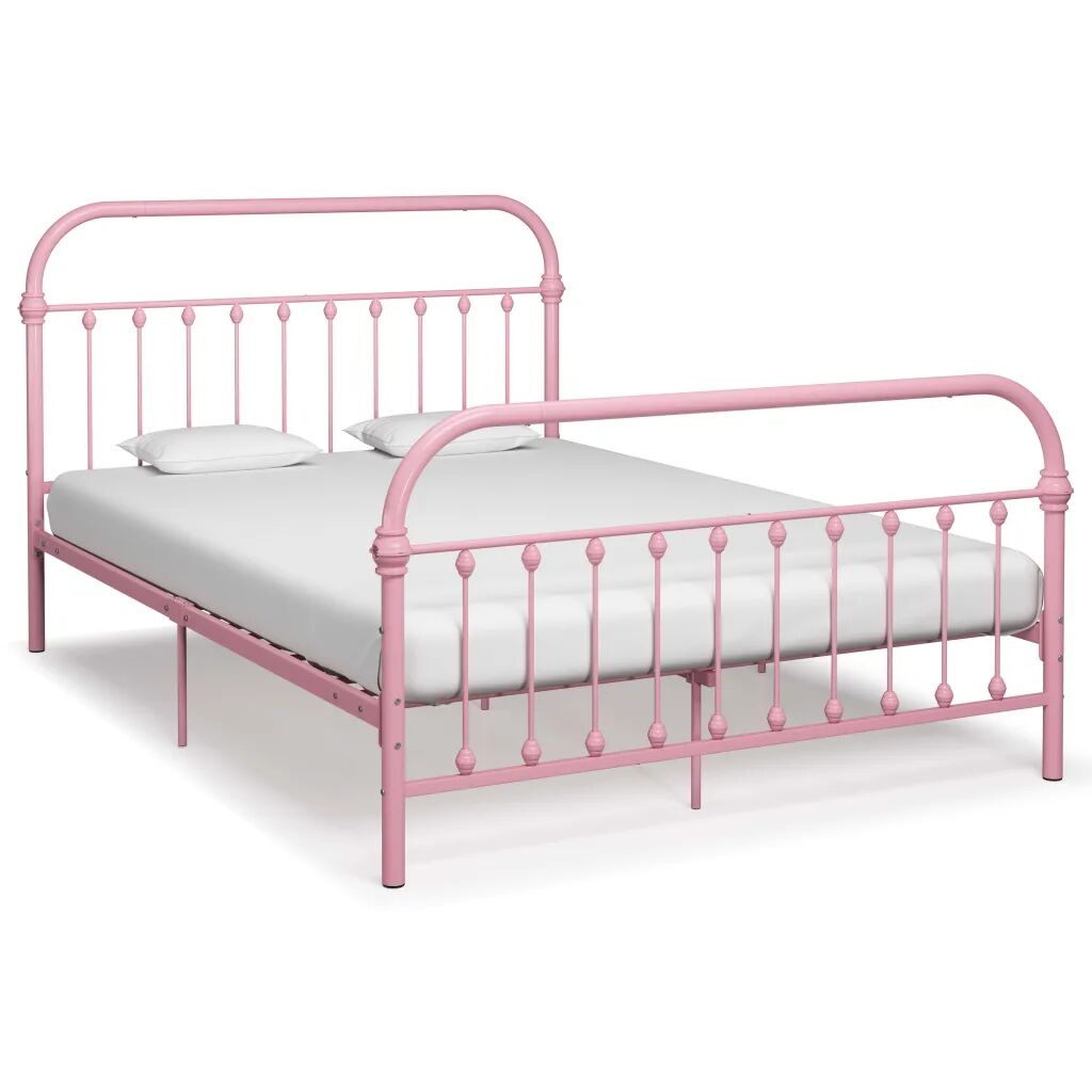 vidaXL Sengeramme rosa metall 160x200 cm