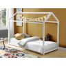 Vente-unique Cama cabana 90x190 cm em pinho branco - AVENTURIER