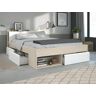 Vente-unique Cama com arrumação - modular 160*200cm - Natural e branco - DEBAR