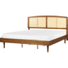 Beliani Cama de casal em madeira clara 180 x 200 cm com cabeceira de trança vienense e base ripada para quarto de estilo minimalista rústico