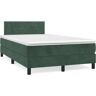 vidaXL Cama boxspring com colchão 120x190 cm veludo verde-escuro