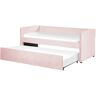 Beliani Cama dupla em veludo Troyes de Veludo Rosa 99x213x84