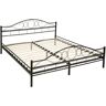 Tectake Cama (203 x 187 x 90 cm - Aço - Preto)