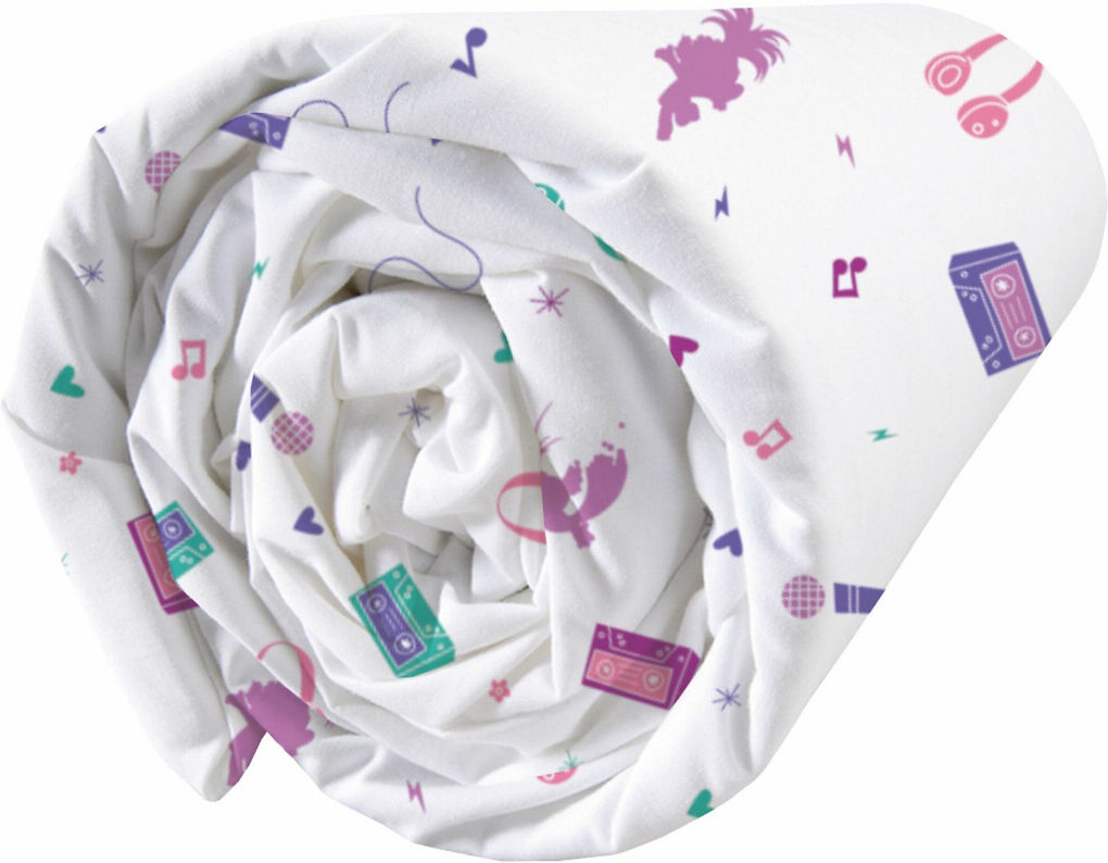 Trolls Lençol-capa estampado, Trolls Music   Branco