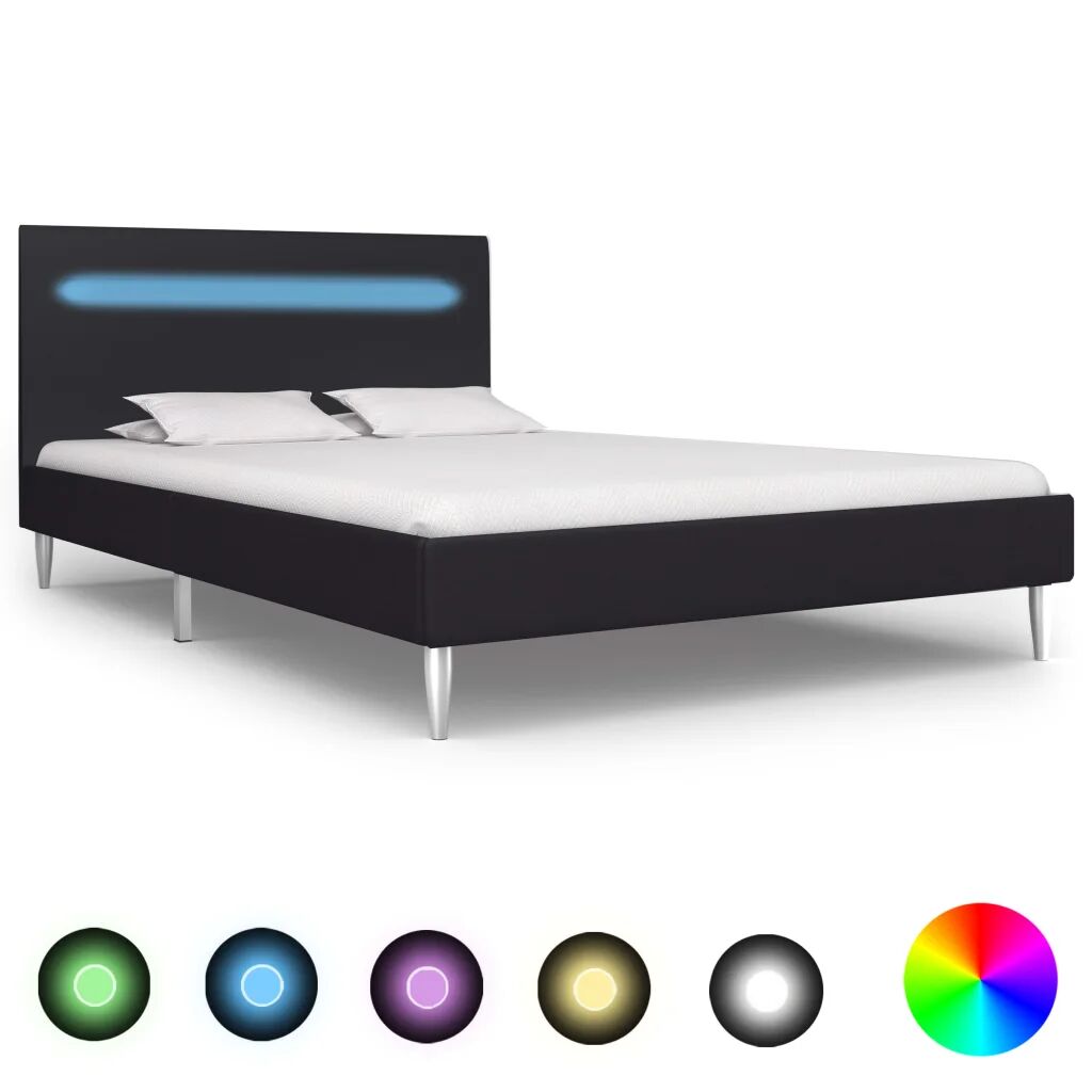 vidaXL Cadru de pat cu LED-uri, negru, 120x200 cm, material textil