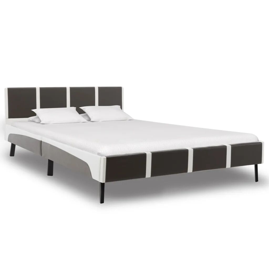 vidaXL Cadru de pat, gri și alb, 120 x 200 cm, piele artificială