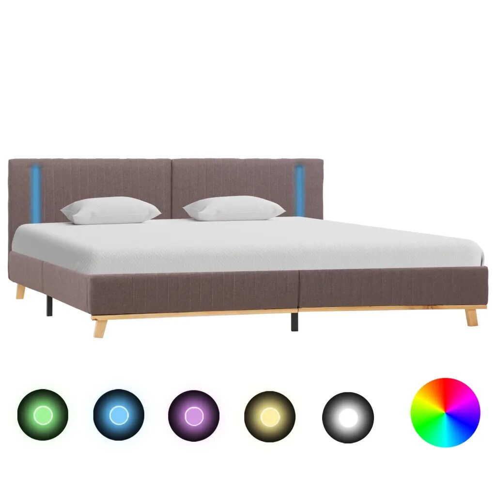 vidaXL Cadru de pat cu LED, gri taupe, 180 x 200 cm, material textil