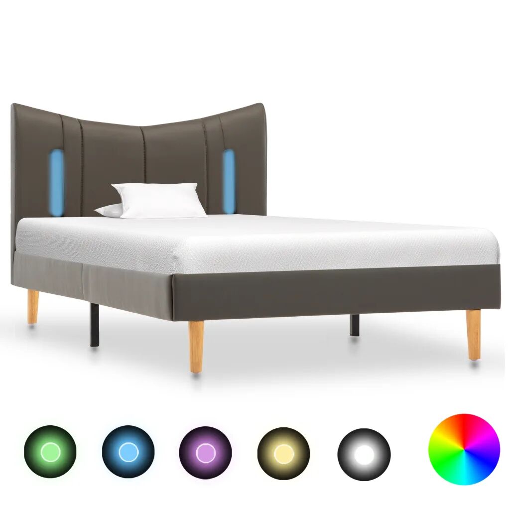 vidaXL Cadru de pat cu LED, antracit, 100 x 200 cm, piele artificială