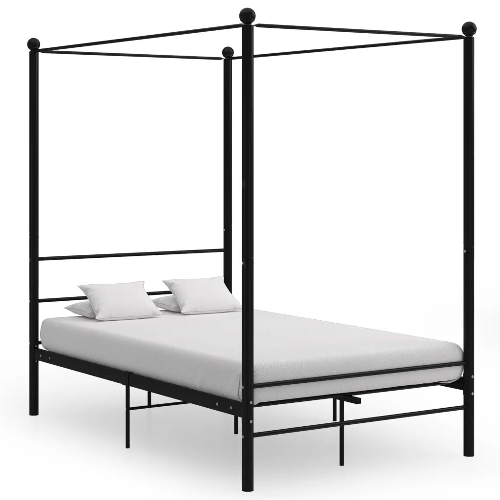 vidaXL Cadru de pat cu baldachin, negru, 140x200 cm, metal