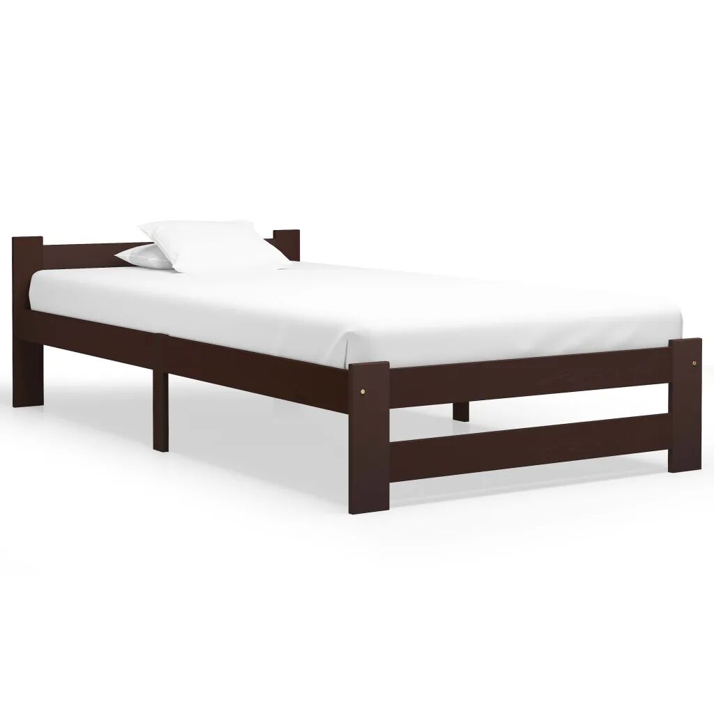 vidaXL Cadru de pat, maro închis, 90 x 200 cm, lemn masiv de pin