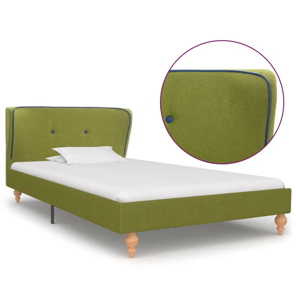 vidaXL Rám postele zelený látkový 90x200 cm