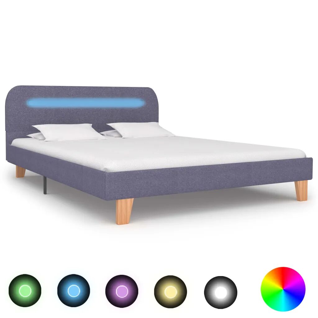 vidaXL Rám postele s LED svetlom bledosivý látkový 140x200 cm