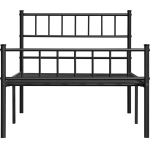 17 Stories Ernestyne Minimalist Metal Bed Frame with Slatted Headboard gray/black 89.0 H x 97.0 W x 190.0 D cm