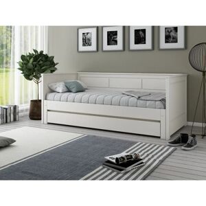 Three Posts Rheems Solid Wood White Guest Bed brown/green/white 80.1 H x 100.3 W x 209.4 D cm