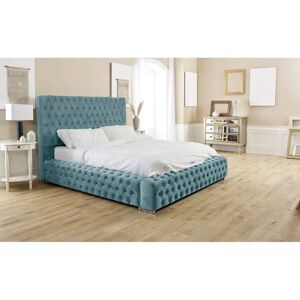 Mercer41 Katya Upholstered Bed Frame blue 138.0 H x 183.0 W x 240.0 D cm