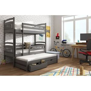 Harriet Bee Woolwich Single (3') 2 Drawer High Sleeper Bunk Bed and Mattress with Trundle gray 164.0 H x 98.0 W x 198.0 D cm