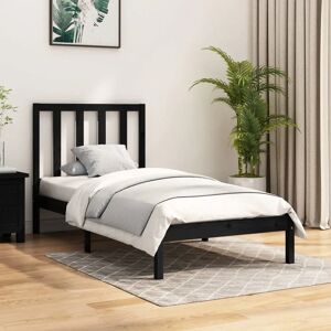 17 Stories Bed Frame Solid Wood black 100.0 H x 80.5 W x 195.5 D cm