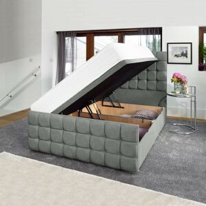 DIVAN BEDS UK Aria Luxury Upholstered Ottoman Storage Side Lift Divan Bed / Side Lift Right Opening / 6FT / 1500 Pocket Spring Memory Foam Mattress