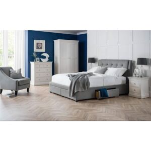 NETFURNITURE Camperton 4 Drawer Bed Grey Linen Black Legs Grey Hardwood Frame