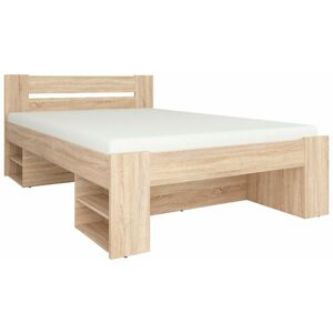 IMPACT FURNITURE Double Bed Storage Frame Euro 140cm Headboard Shelves Slats Sonoma Oak Style Nepo - Sonoma Oak