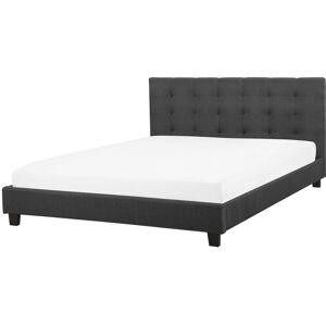 BELIANI Modern Fabric Waterbed Frame EU King Size 5ft3 Tufted Dark Grey La Rochelle