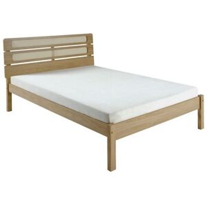 SECONIQUE Santana 5 Feet Bed Frame - L210.5 x W166.5 x H102 cm - Light Oak/Rattan Effect