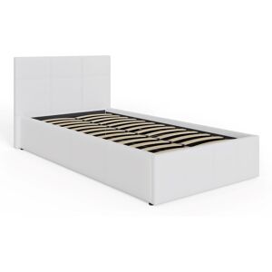 Side Lift Ottoman Storage Bed 90cm Single White - GFW