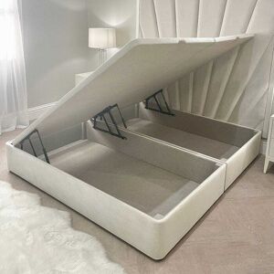 Cream Velvet Ottoman Divan Bed Base, Super King