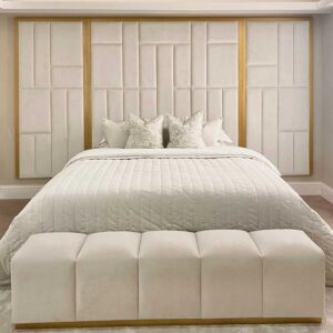 Kensington Cream & Gold Premium Abstract Headboard, Emperor / With Wings