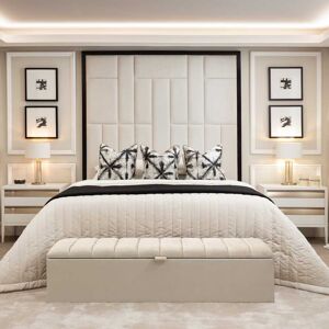 Kensington Cream Premium Headboard with Wooden Frame, Double / No Wings