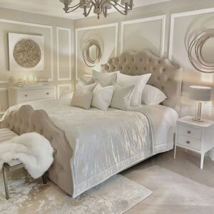 Belvoir Pebble Luxury Curved Velvet Bed, King