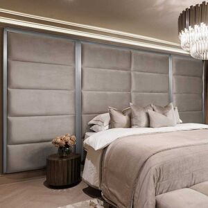 Praline Luxury Velvet & Silver Chocolate Box Headboard with Wings, Double