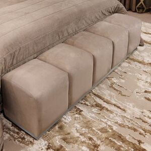 Praline Luxury Velvet & Silver Upholstered Bench, Super King