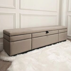 Savoy Mink & Black Luxury Piped Velvet Ottoman Box, Emperor / Mink & Black