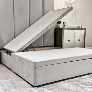 Smoke Velvet Ottoman Divan Bed Base, Double