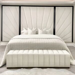 Sunburst Cream Velvet & Black Luxury Headboard with Wings, Super King