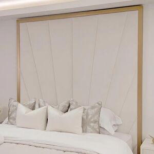 Sunburst Cream Velvet & Gold Luxury Wall Mounted Headboard, Super King